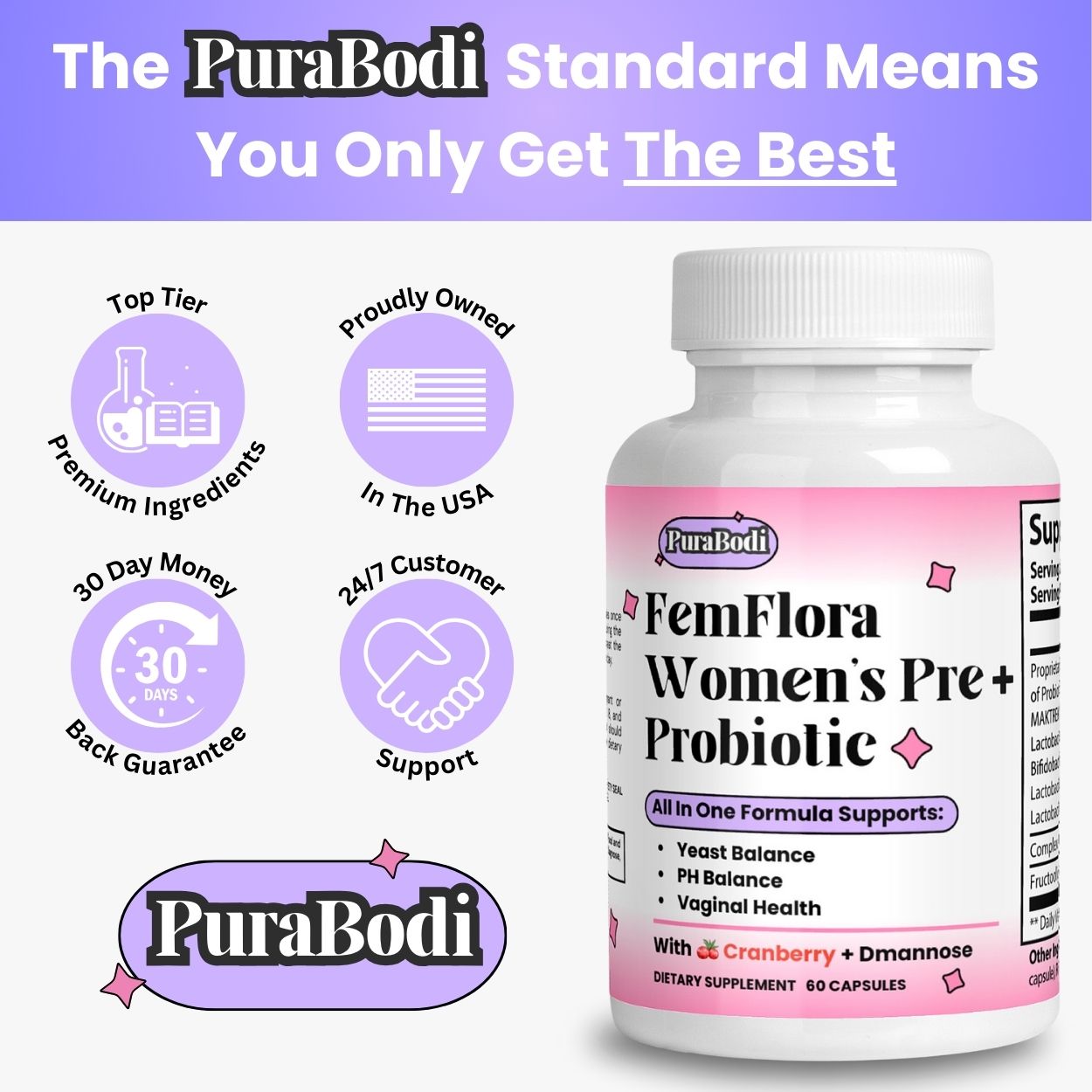 FemFlora Vaginal Probiotics For PH, Healthy Odor & UTI Support