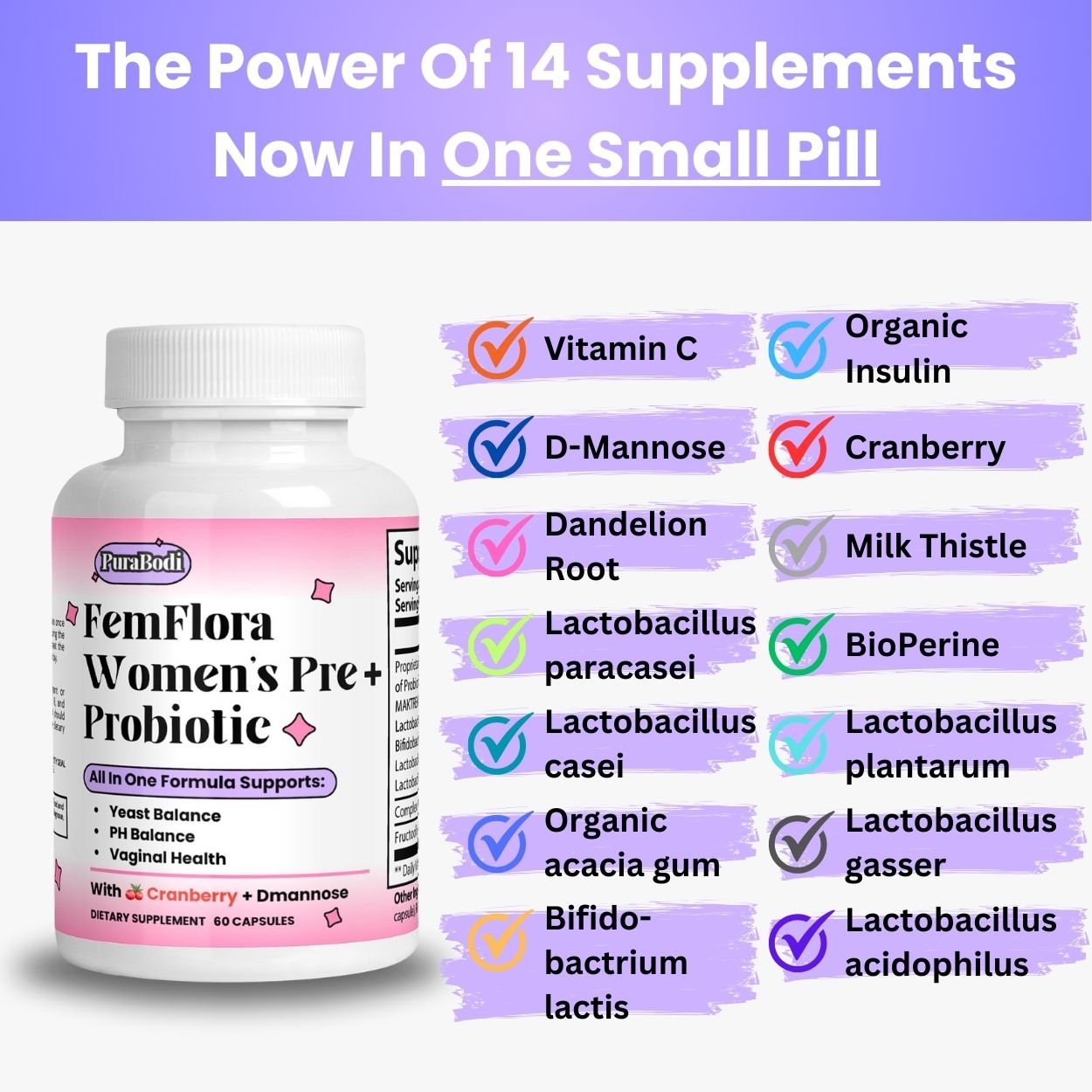 FemFlora Vaginal Probiotics For PH, Healthy Odor & UTI Support